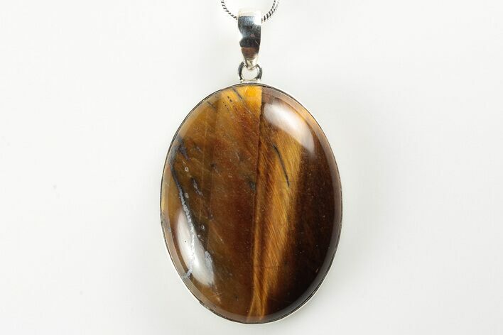 1.65" Tiger's Eye Pendant (Necklace) - 925 Sterling Silver  